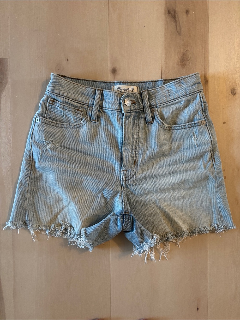 Madewell Light Blue high rise Denim Cutoff Shorts